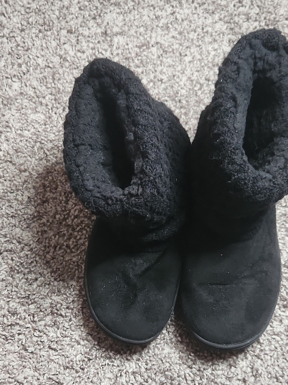 Muk Luks Black Faux-Sherpa Ankle Boots